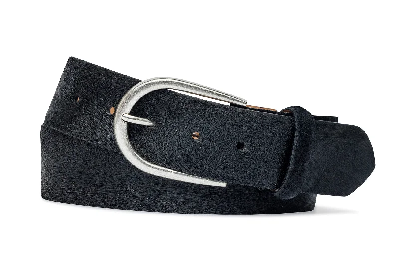 Calf Hair Belt with Antique Silver Buckle