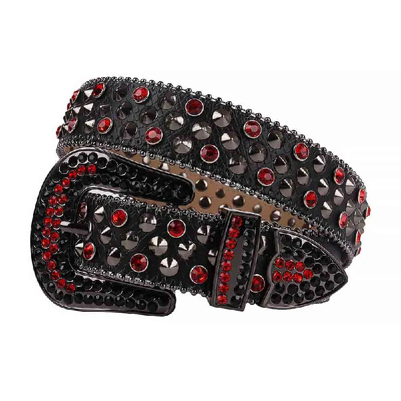 belt buckle gift wrapped-Rhinestone Black belt and Red Crystal Diamonds with Black Buckle Studded with Red & Black Crystal Diamonds Rhinestones