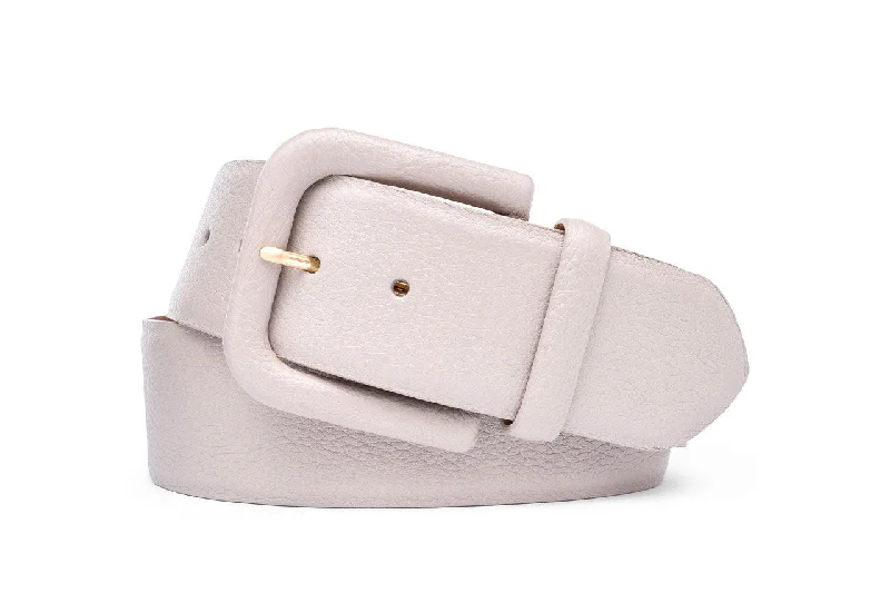 Pebbled Calf Belt with Covered Buckle