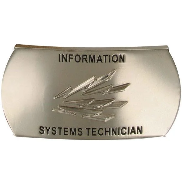 Black Leather Belt for firefighter-Navy Enlisted Specialty Belt Buckle: Information Systems Technician: IT