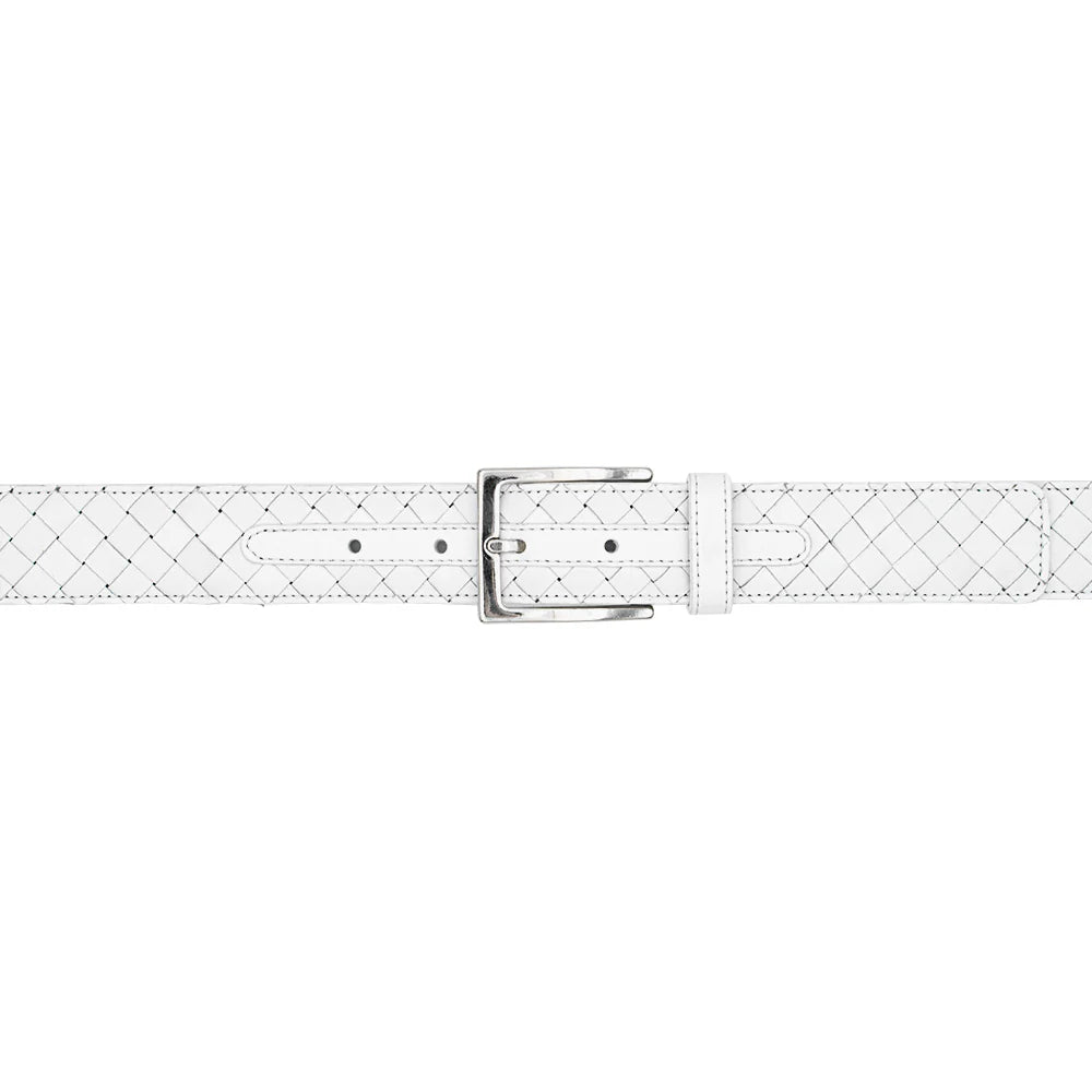 Mezlan AO11528 White Woven Calfskin Belt