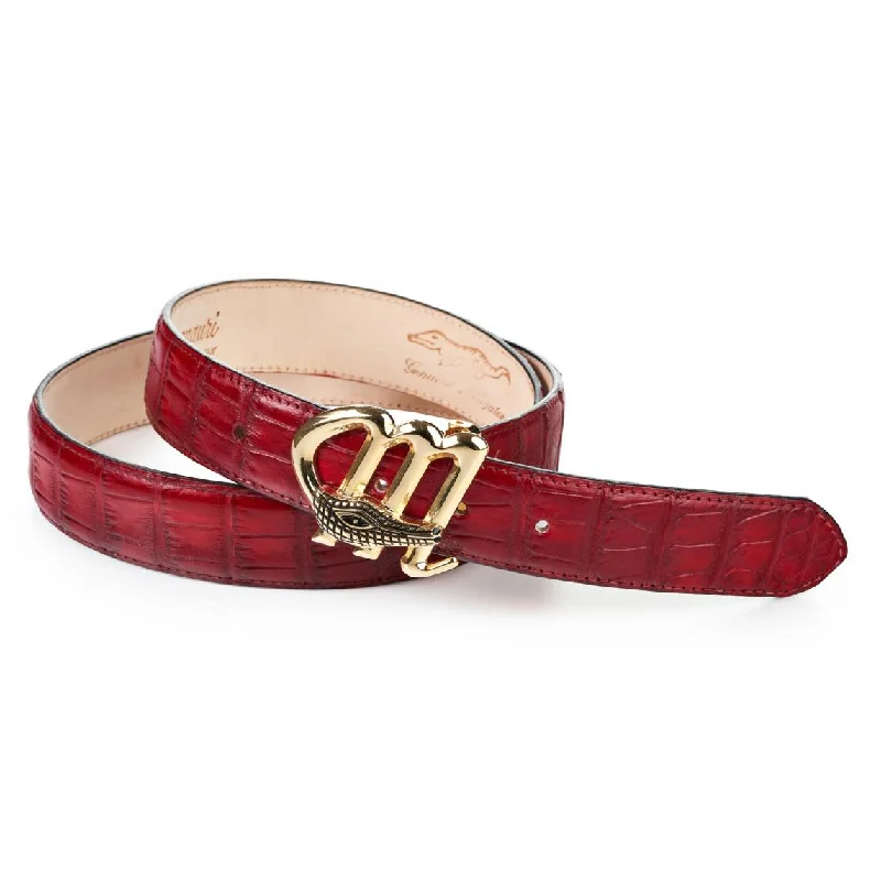 Mauri Red Genuine Body Alligator Hand Painted Belt