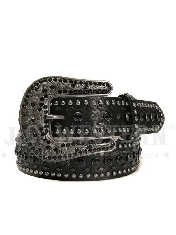 Fashion belt with hammered buckle-Nocona N3410201 Womens Fashion Western Leather Belt Black