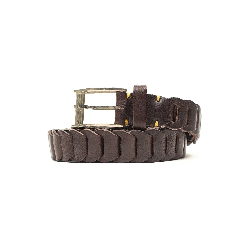 Linked boho belt in dark brown vacchetta (restock)