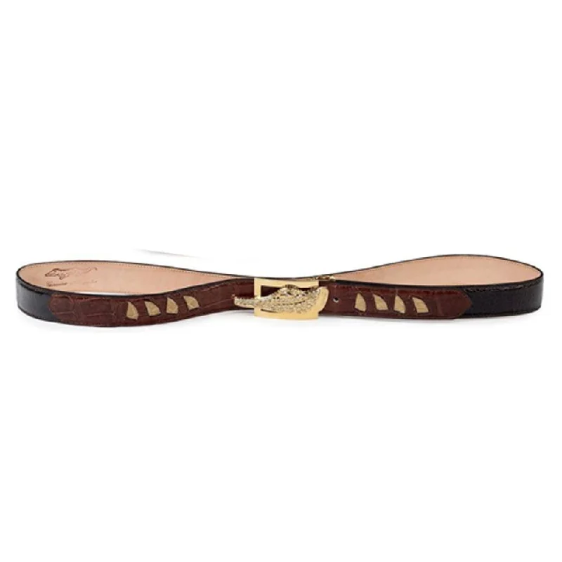 Mauri Camel-Bone/Dark Brown Genuine Alligator/Ostrich Leg Belt