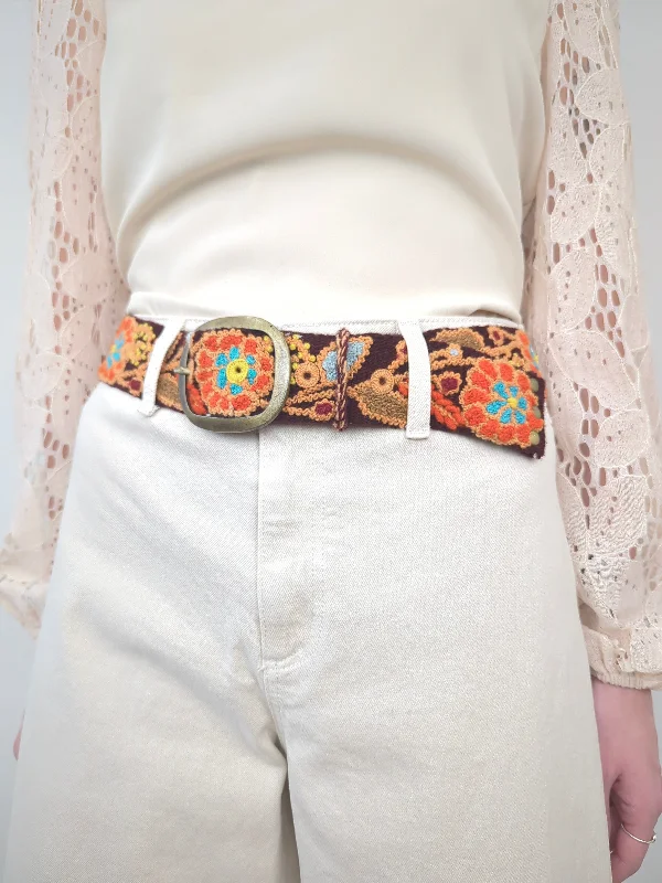 Wide Belt Hiking-Dahlia Embroidered Wide Belt