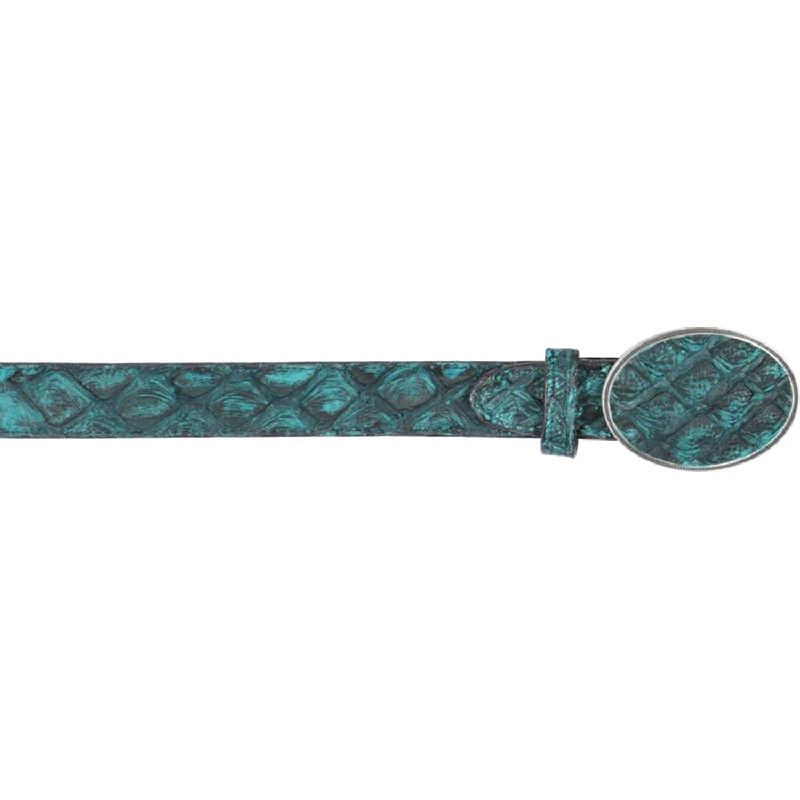 Los Altos C11U1008 Rustic Turquoise Genuine Piraruccu Cowboy Belt