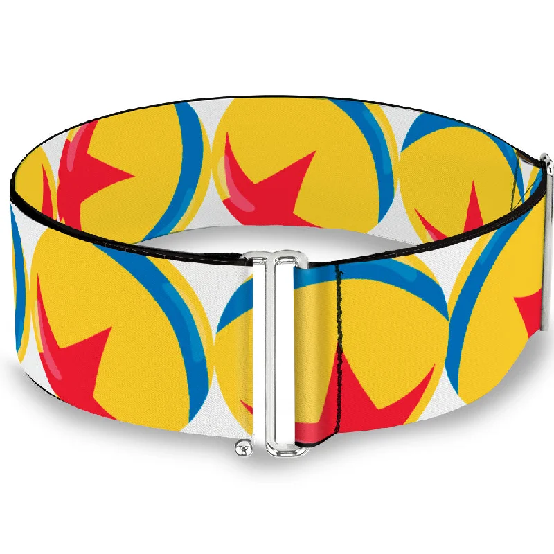 Womens Belts air chic-Cinch Waist Belt - Disney Pixar Luxo Ball Repeat White Yellow Blue Red