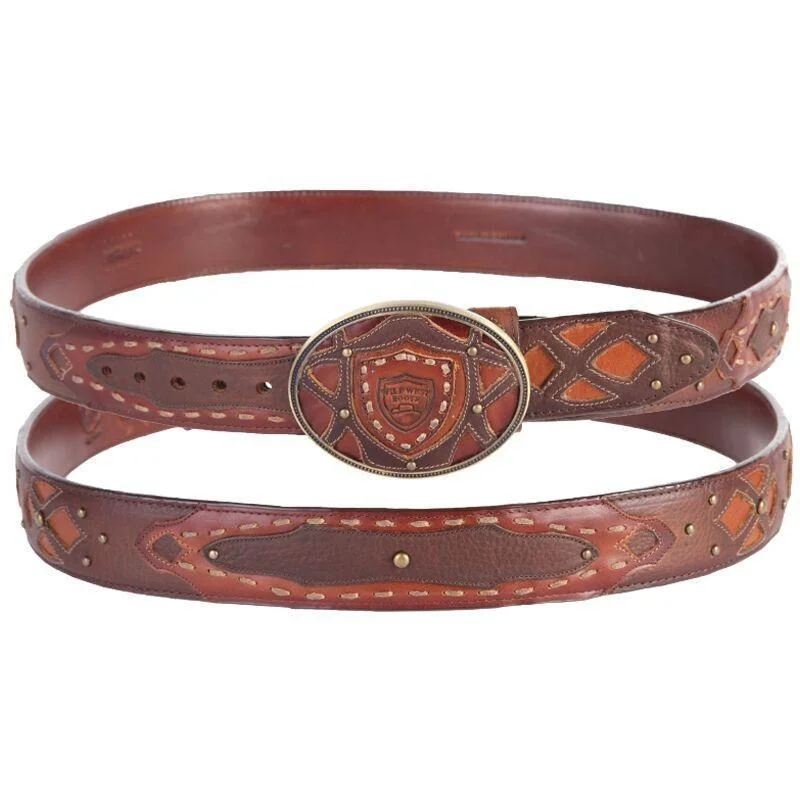 Fashion belt with beaded detail-Men's Wild West Genuine Leather Fashion Belt 2C11FE9951