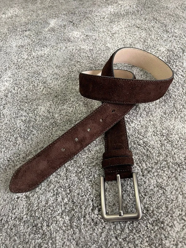 Bojoni Edison Brown Suede Leather Belt