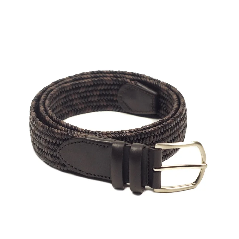 "Intreccio" leather woven belt in shades of brown