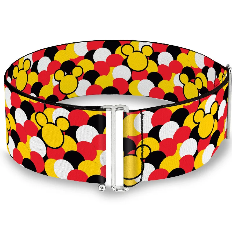 Womens Belts sure strap-Cinch Waist Belt - Mickey Mouse Head Silhouette Scattered Dots Red White Black Yellow