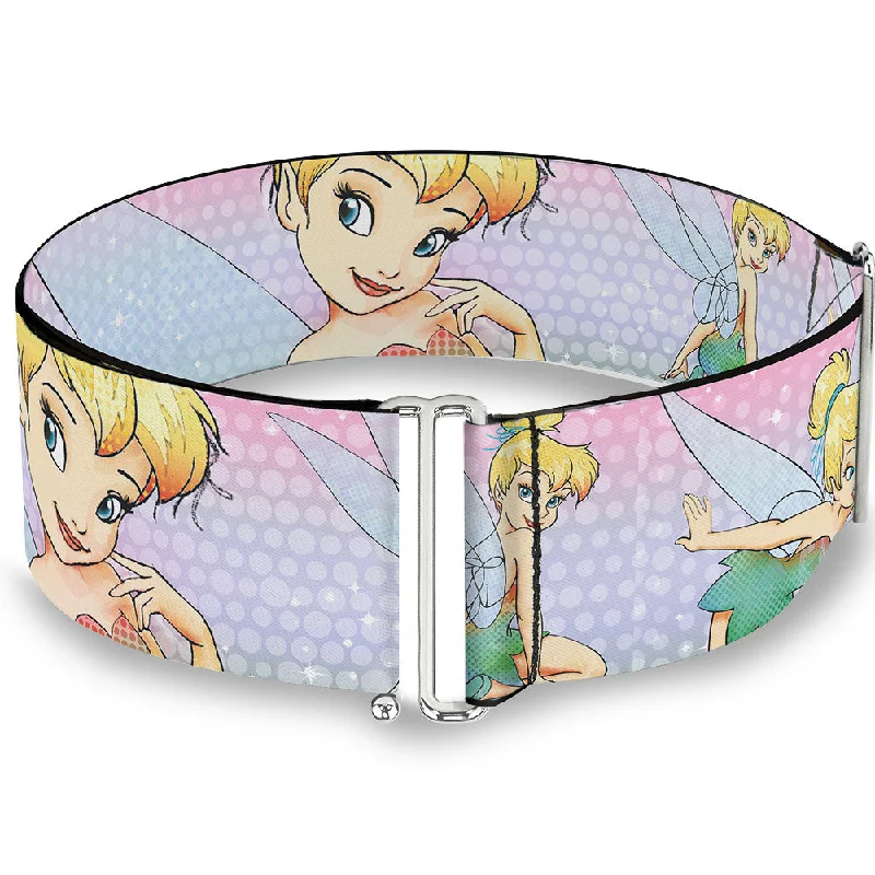 Womens Belets glow shine-Cinch Waist Belt - Tinker Bell Poses Purple Pink Fade