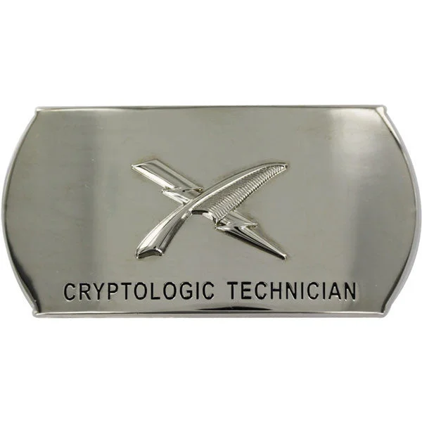 Black Leather Belt for designer-Navy Enlisted Specialty Belt Buckle: Cryptologic Technician: CT