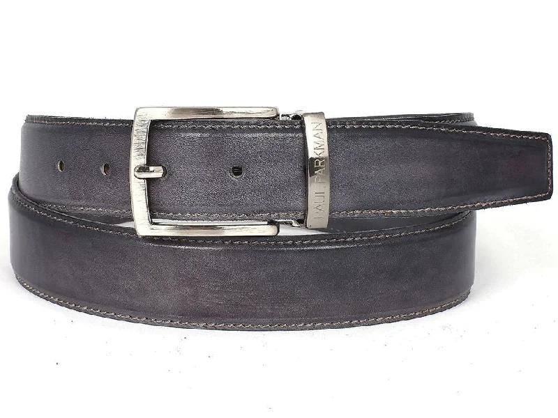 Mens Belts full-grain-PAUL PARKMAN Men's Leather Belt Hand-Painted Gray (ID#B01-GRAY)