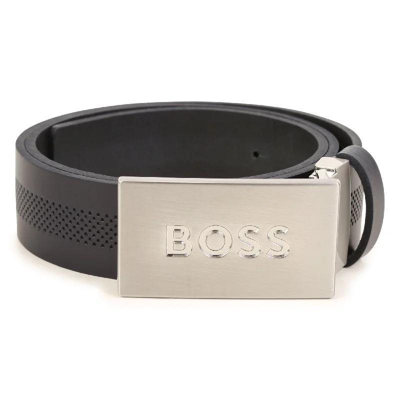 Hugo Boss Boys Navy Belt w/Metal Buckle & Logo _Navy J20395-849