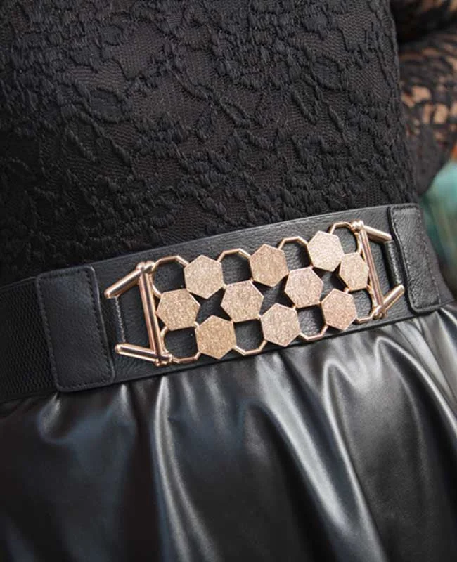 Fashion belt for tube tops-Black Fashion Black Stretch Belt