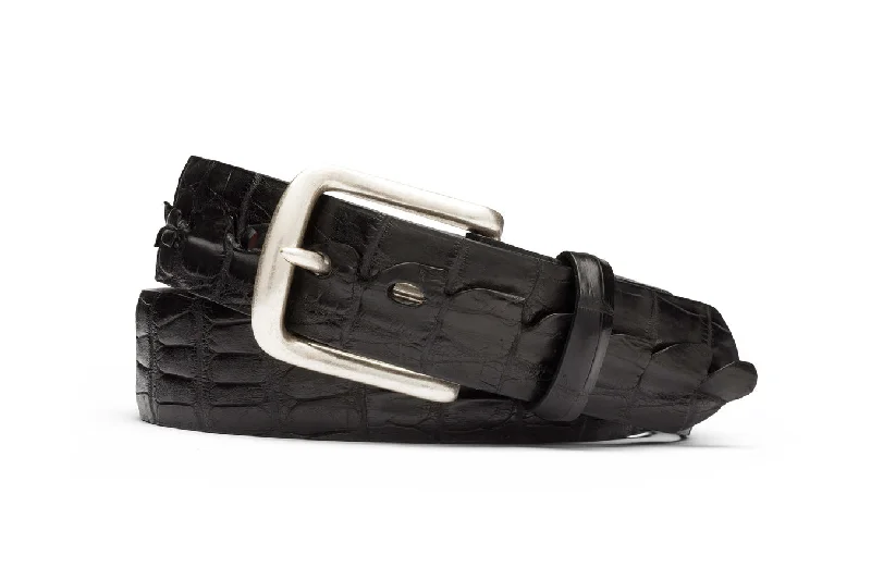 Hornback Alligator Tail Belt with Nickel Buckle