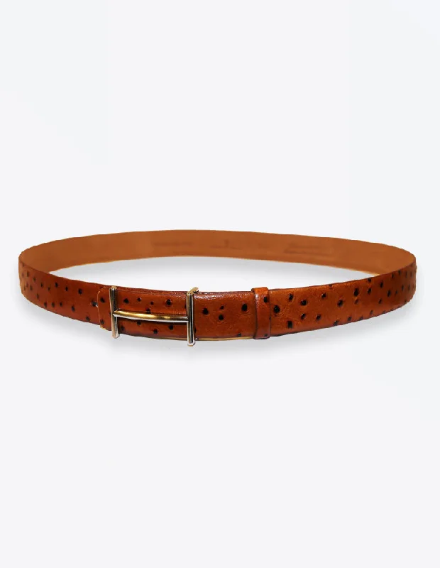 Tobacco Ostrich Leather Belt