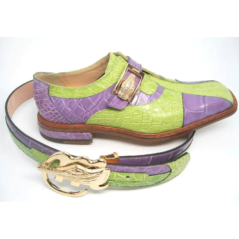 Mauri Lime Green/Lavender Genuine Alligator Belt