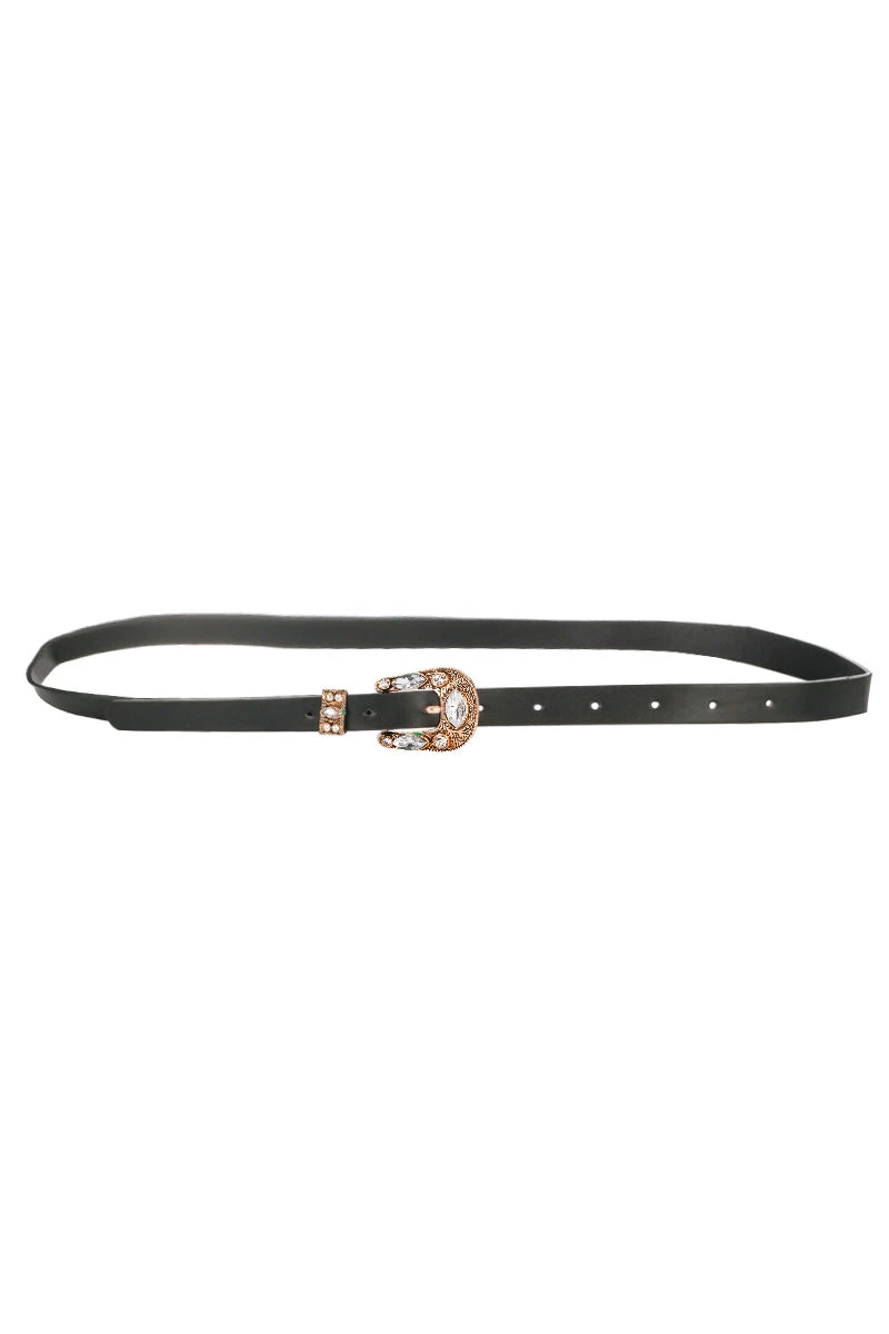 Fashion belt for mom jeans-Crystal Rhinestone Studded Buckle Fashion Belt