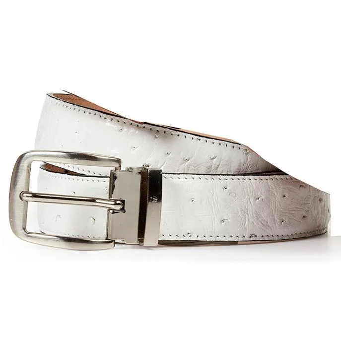 Mauri White Genuine Ostrich Belt