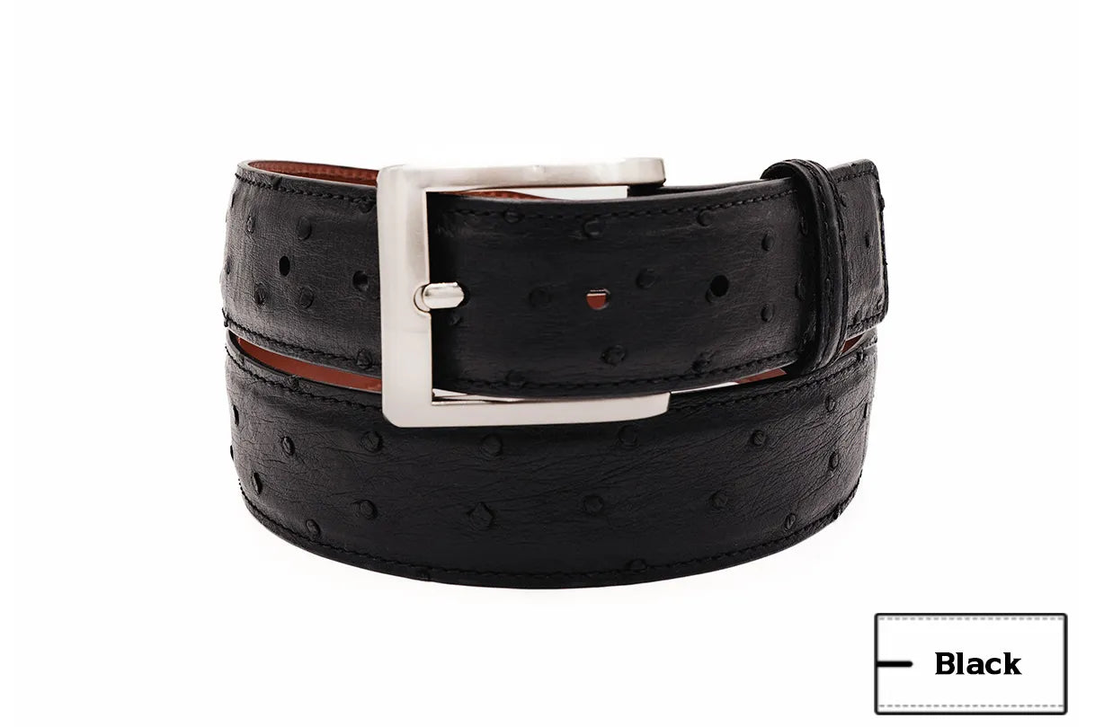 belt buckle influencer pick-Black Full Quill Ostrich Leather Belt