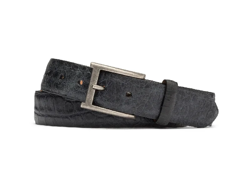 Distressed Embossed Crocodile Belt with Antique Buckle