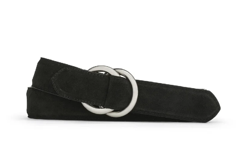 Extra-Long Suede Belt with O-ring Buckles