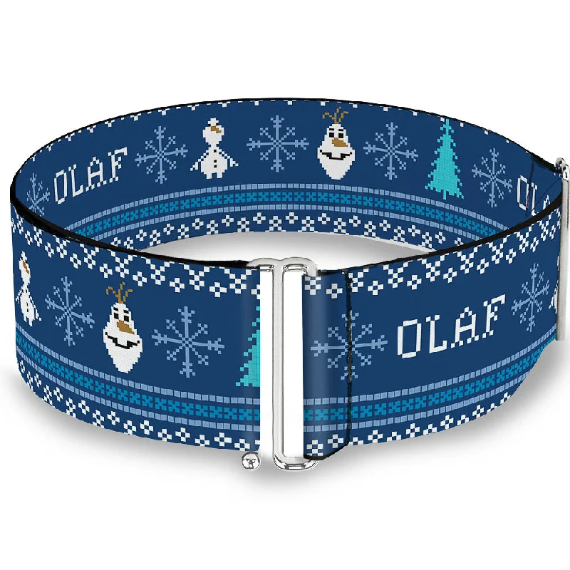 Womens Belts yore wrap-Cinch Waist Belt - Olaf Snowflakes Stitch Blues White