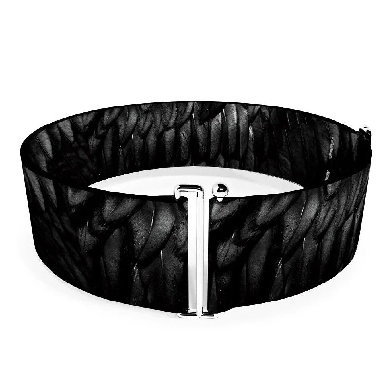 Womens Belts beat charm-Cinch Waist Belt - Maleficent's Wing Feathers Bounding Black Grays