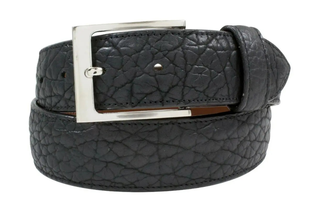 belt buckle free delivery-Black American Bison Leather Belt