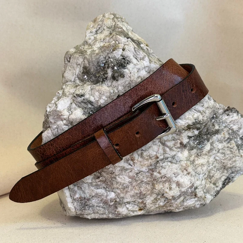 Handmade Dark Brown Crackle Leather Belt