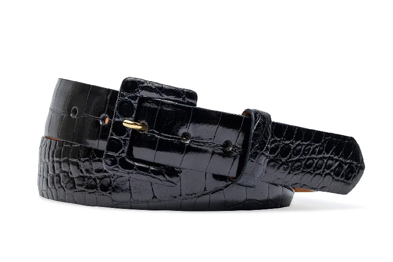 Glazed Alligator Belt with Covered Buckle