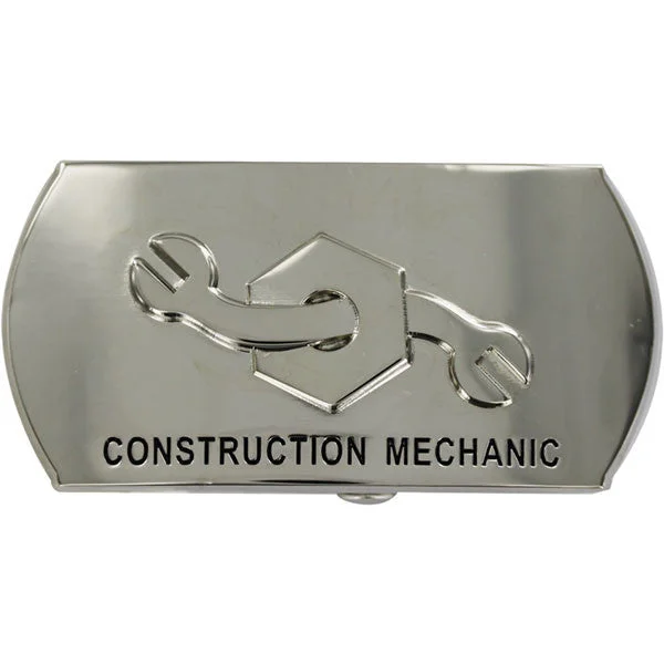 Black Leather Belt for model-Navy Enlisted Specialty Belt Buckle: Construction Mechanic: CM