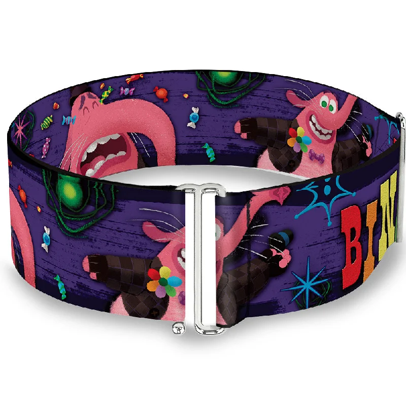 Womens Belts flick end-Cinch Waist Belt - BING BONG Poses Candy Purples Multi Color