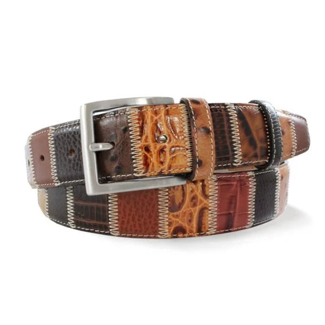 BROWN PATCHWORK LEATHER BELT