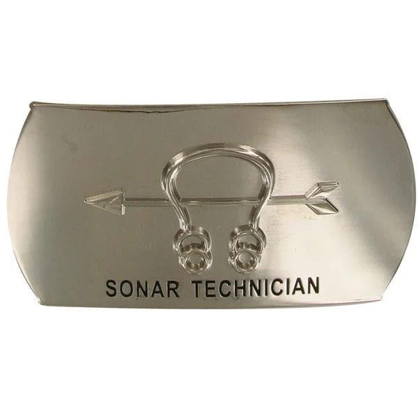 Black Leather Belt for enthusiast-Navy Enlisted Specialty Belt Buckle: Sonar Technician: ST