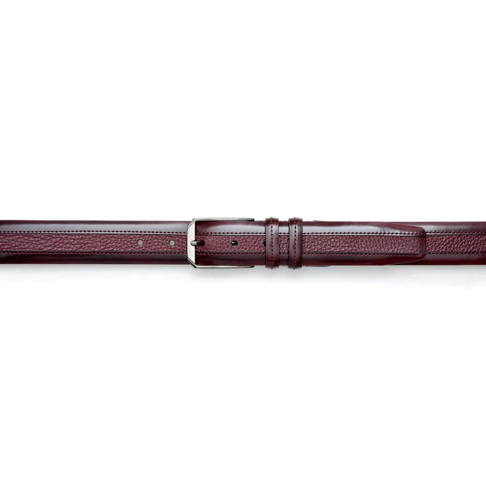 Mezlan AO11113 Leather and Deerskin Burgundy Belt