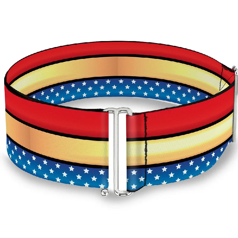 Womens Belts hug cinch-Cinch Waist Belt - Wonder Woman Stripe Stars Red Gold Blue White