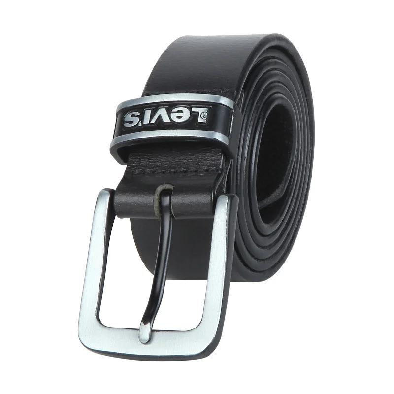 Mens Belts brass-Men's Solid Black Belt