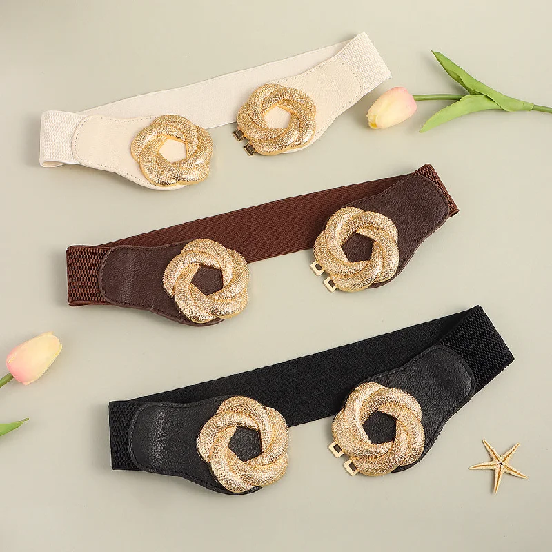 Fashion belt for straight jeans-Women's Belt Elastic Elastic Fashion With Shirt Skirt Suit Jacket Flower Shaped Belt