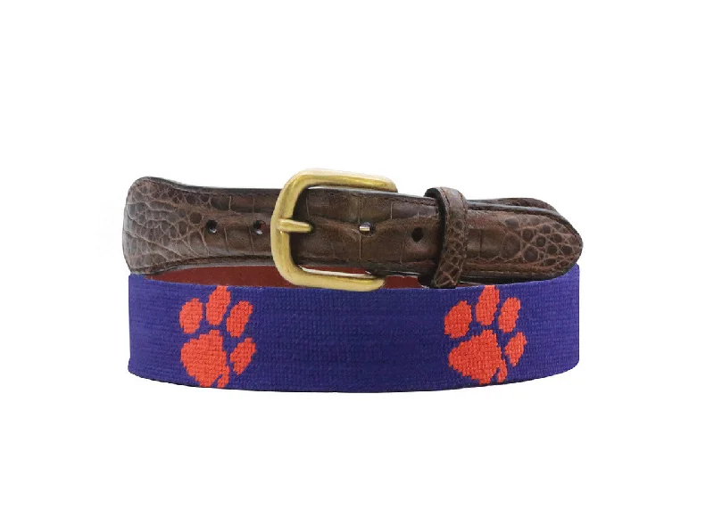 Smathers & Branson Clemson Croc Tab Needlepoint Belt