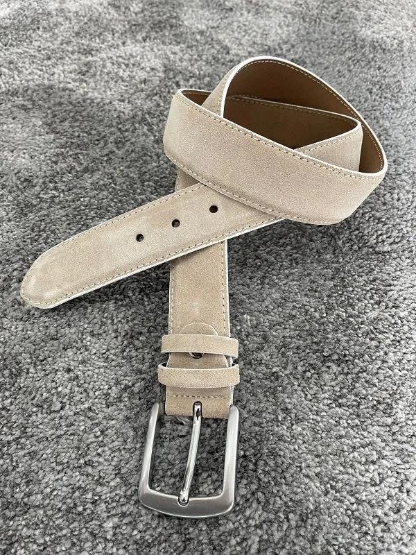 Bojoni  Edison Beige Suede Leather Belt