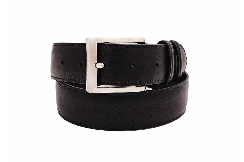 belt buckle boutique item-Authentic Black Italian Calf Leather Belt