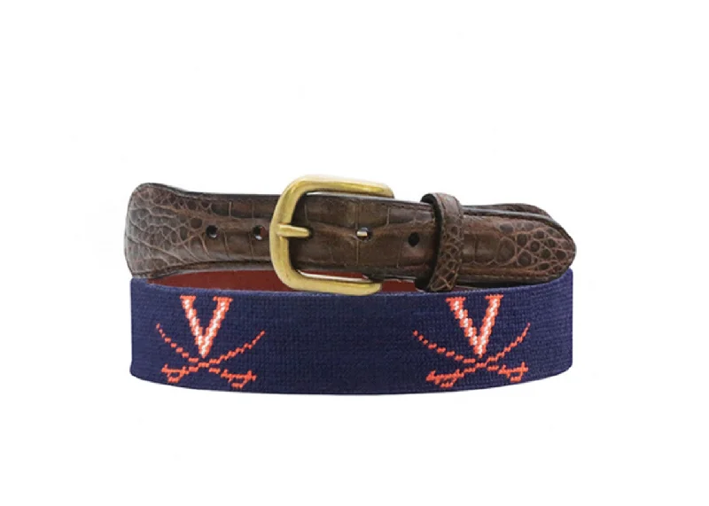 Smathers & Branson Virginia Croc Tab Needlepoint Belt