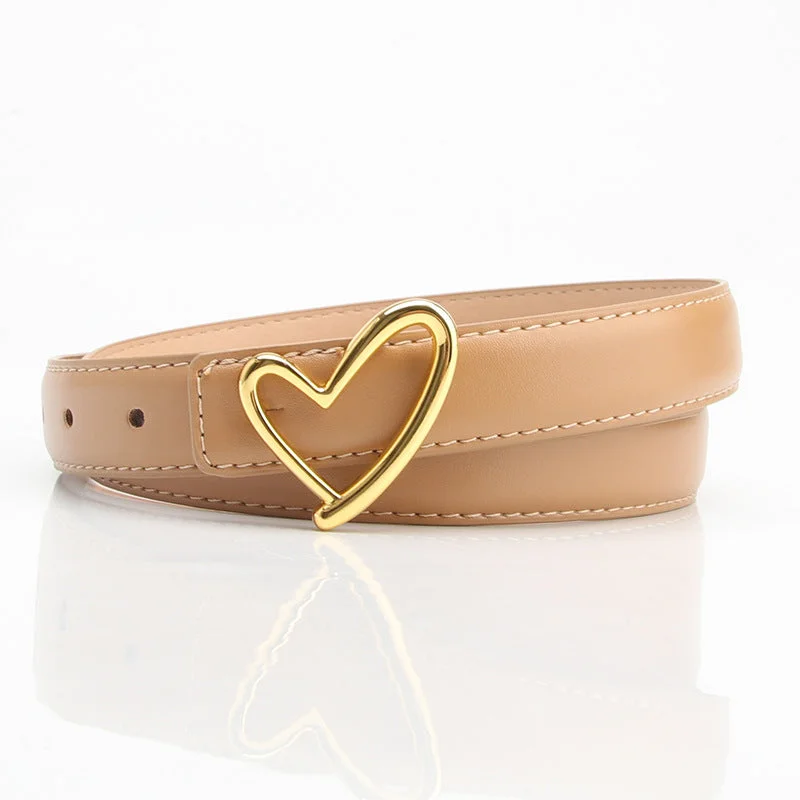 Fashion belt for graphic tees-Love buckle belt, elegant and fashionable women's jeans dress