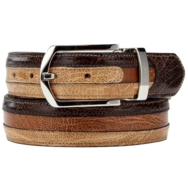 Mauri Sport Rust/Dark Dune/Corn Genuine Ostrich Leg Belt