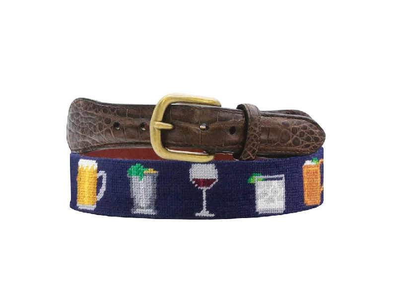 Smathers & Branson Gentleman's Drinks Croc Tabs Needlepoint Belts