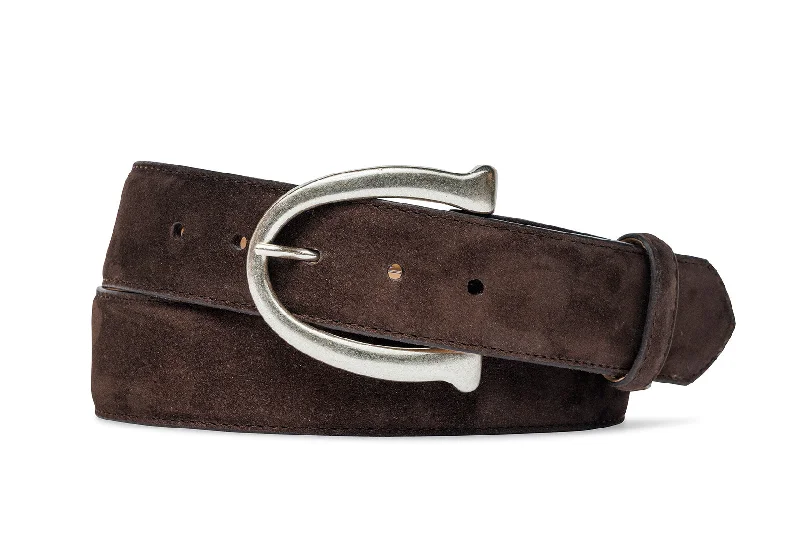 Nubuck Calf Belt with Antique Silver Buckle